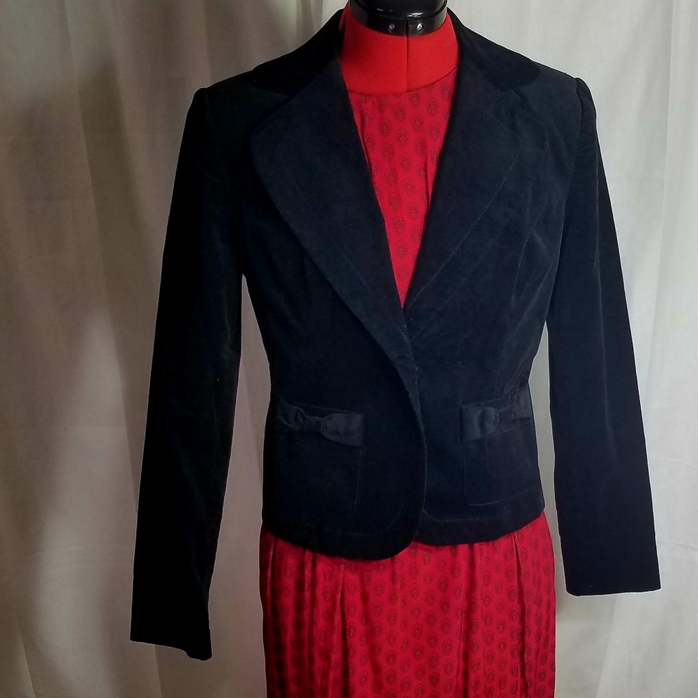 Black Velvet Blazer Grace Elements Size 4 Bows